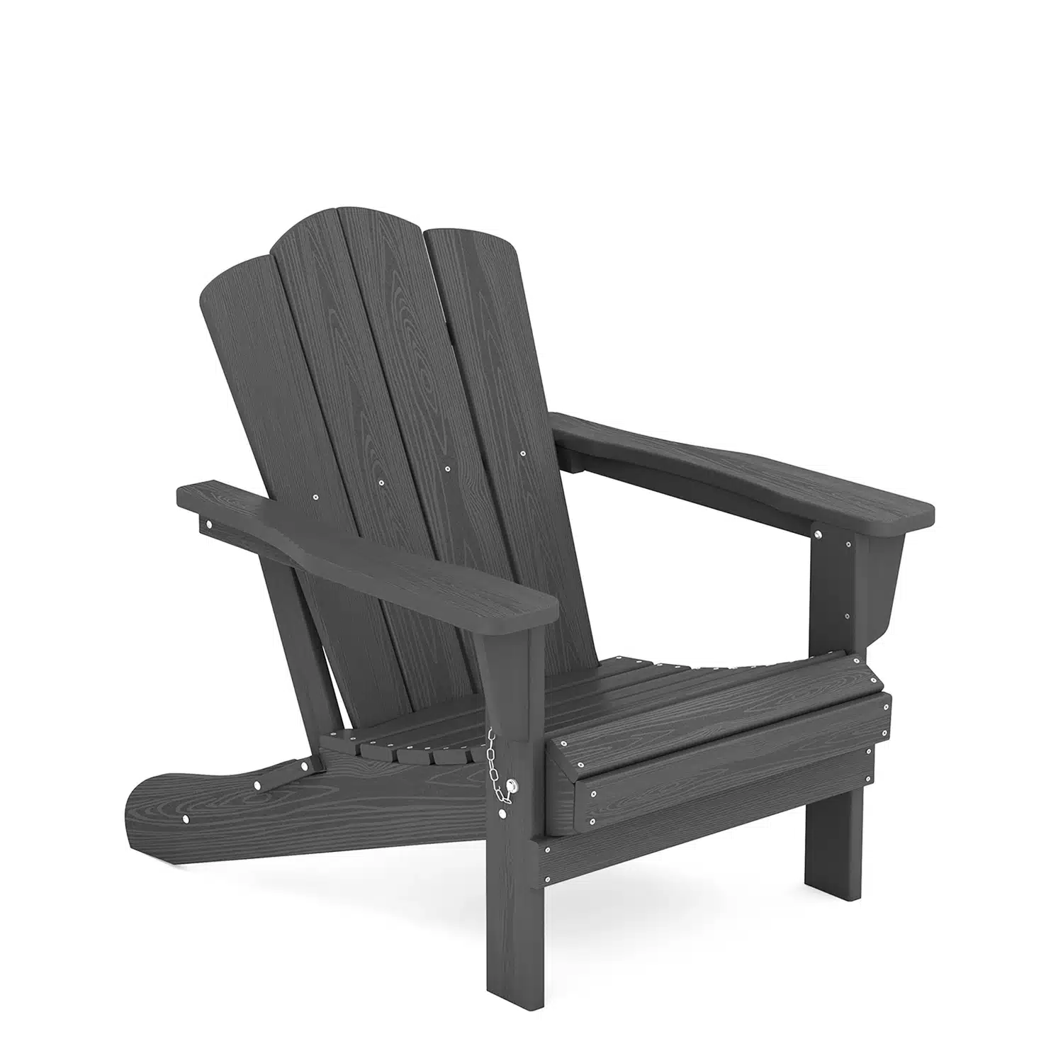 Two gray Adirondack chairs facing each other