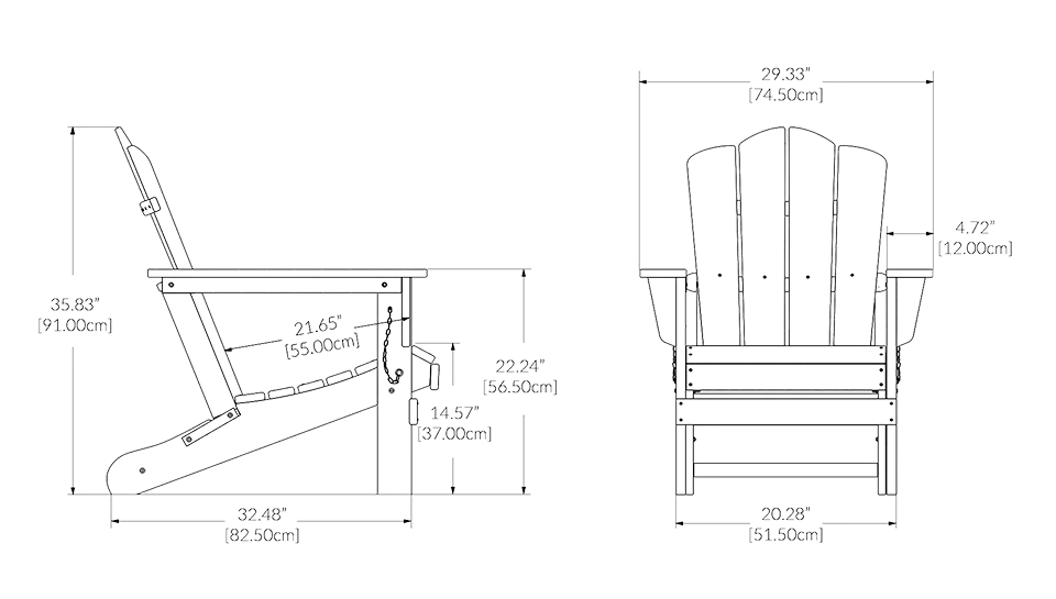 Vintage Folding Adirondack Chair Dimension