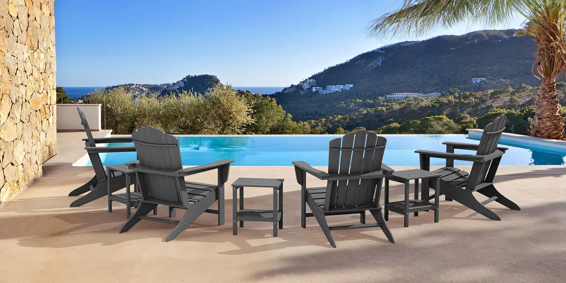 Duraweather Poly Adirondack Chairs by the Pool