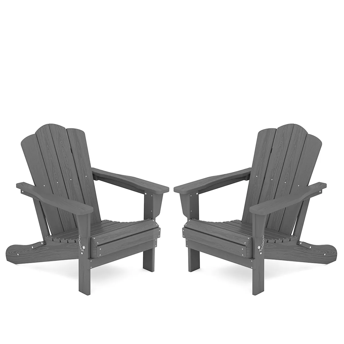 Dark Gray Vintage Poly Folding Adirondack Chairs Set of 2