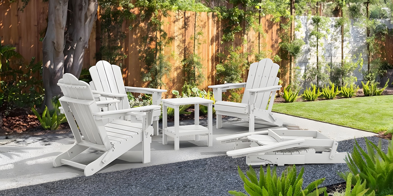 Classic Adirondack Chairs Set of 4 with Side Table