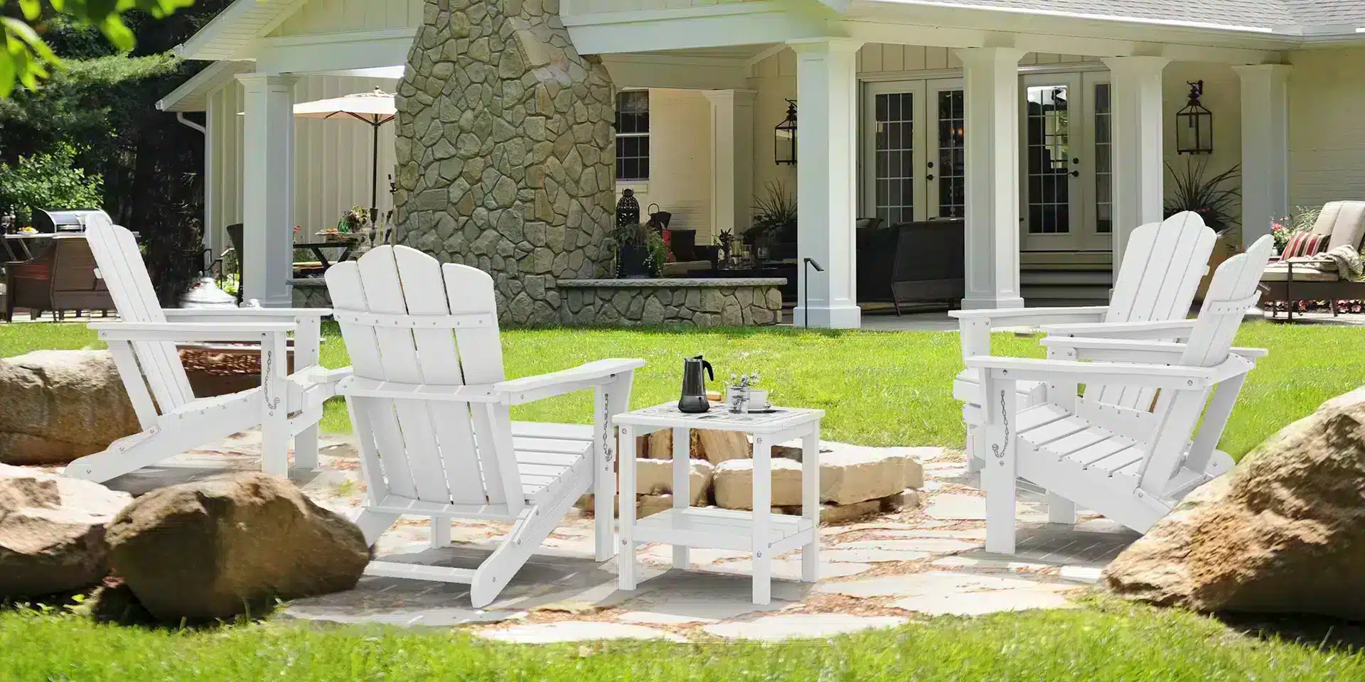White Adirondack chair set of 2 in patio