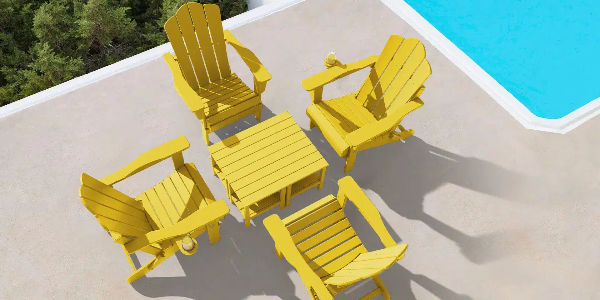 Folding Adirondack Chairs with Plastic Side Table