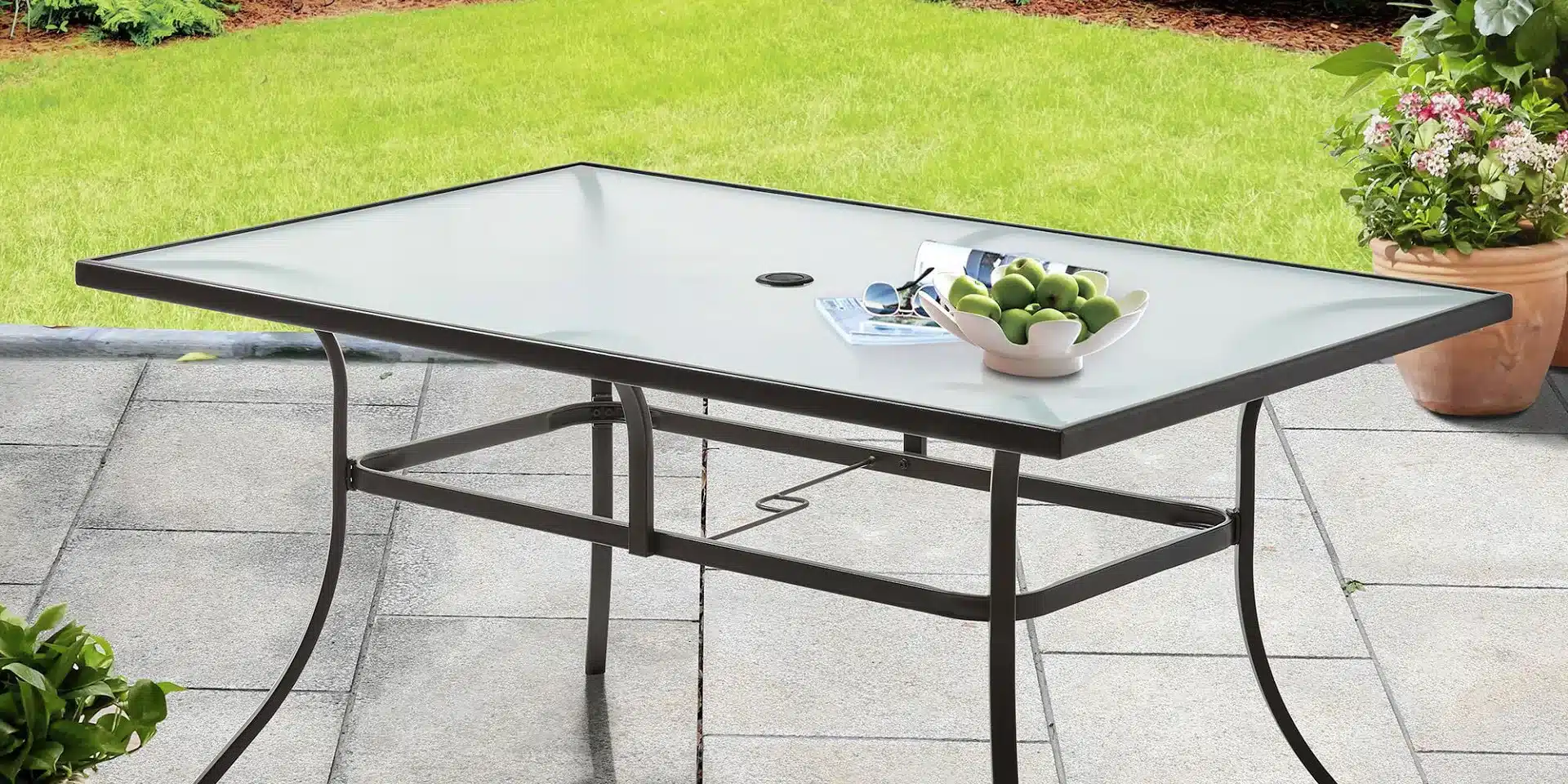 glass top patio table