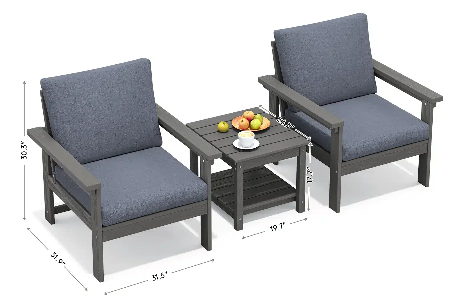 3-Piece Patio Conversation Set Dimensions