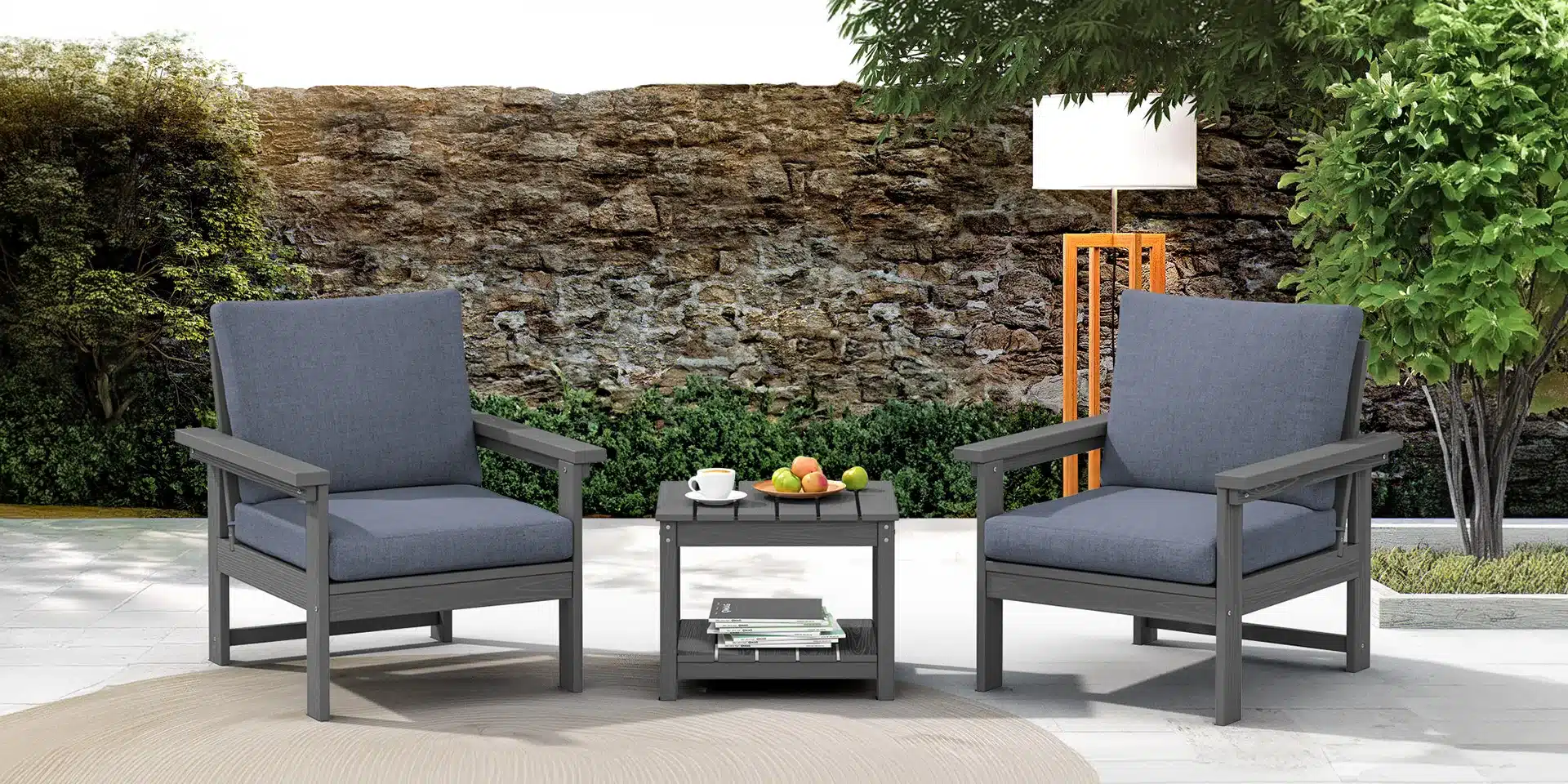 3-Piece patio Conversation Set on the Garden