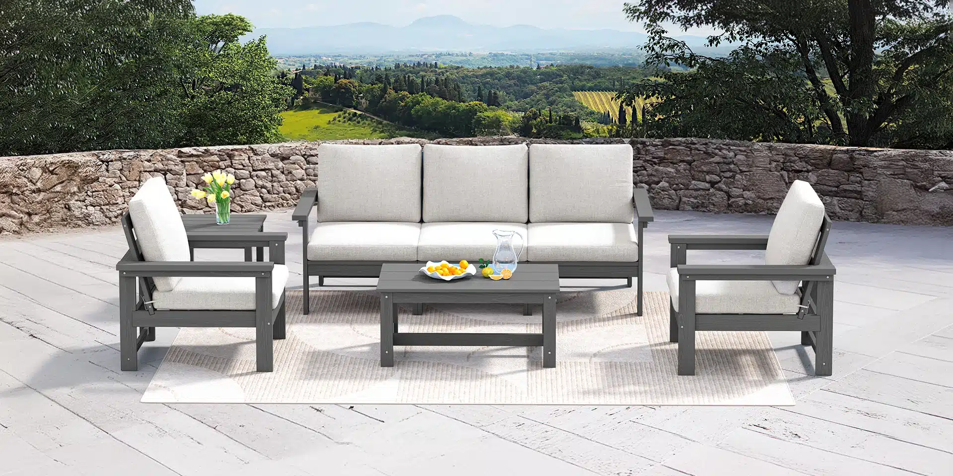 7 Piece Outdoor Sectional Modular Sofa Set at the Garden