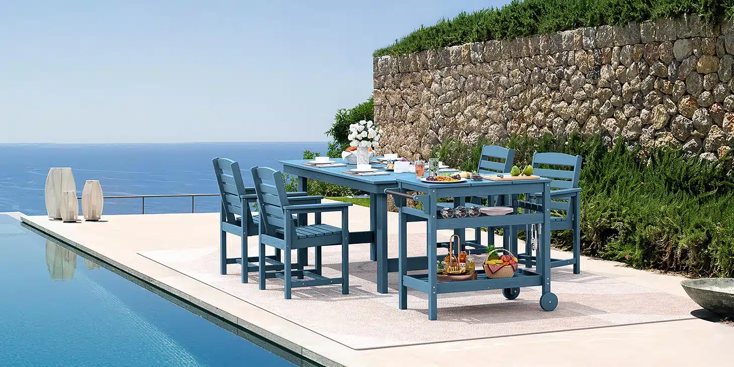 bbq Grill Cart with Outdoor Dining Set
