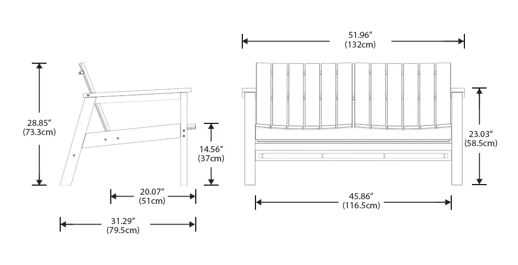 Weatherproof Outdoor Bench Dimension