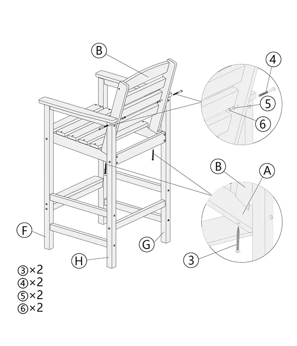 Bar Height Chair assembly step5