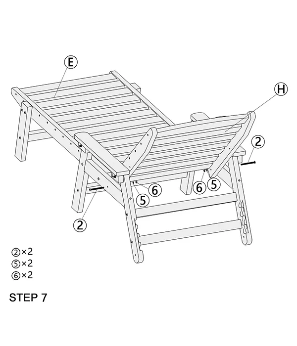 Chaise Lounge with Arms and Wheels assembly step7