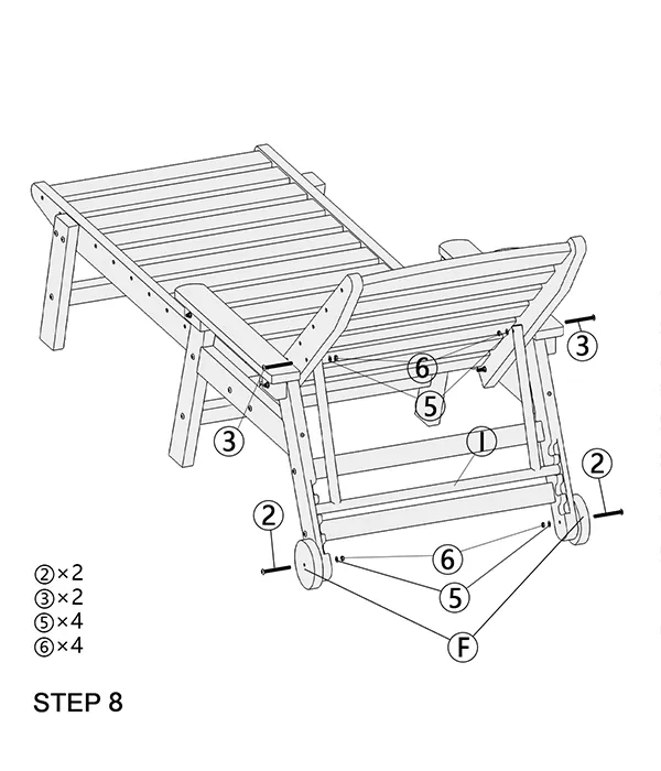 Chaise Lounge with Arms and Wheels assembly step8