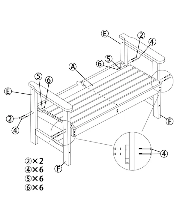 Classic-HDPE-Outdoor-Garden-Loveseat-Bench-assembly-step(3)
