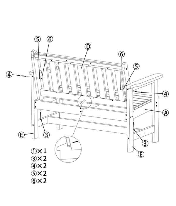 Classic-HDPE-Outdoor-Garden-Loveseat-Bench-assembly-step(4)