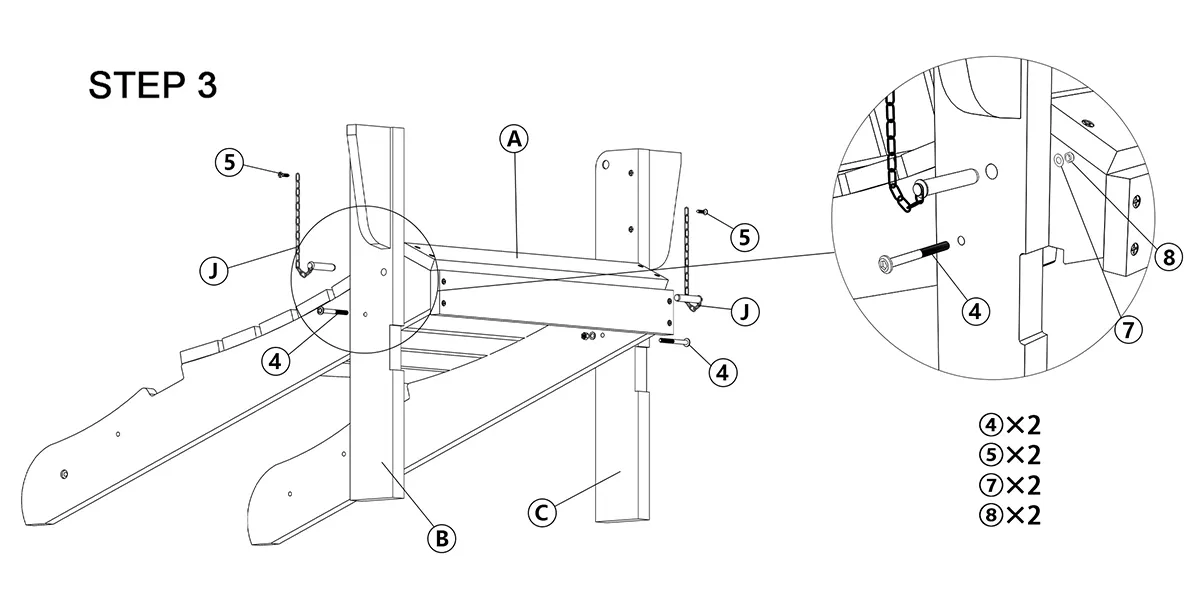 Folding Adirondack Chair with Cup Holders assembly step3