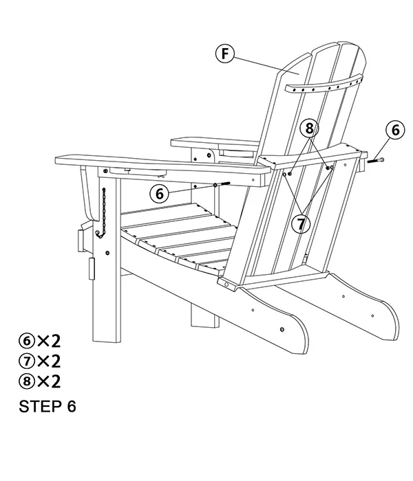 Folding Adirondack Chair with Cup Holders assembly step6