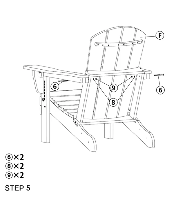 Folding Adirondack Chair with Reclining Backrest assembly step5