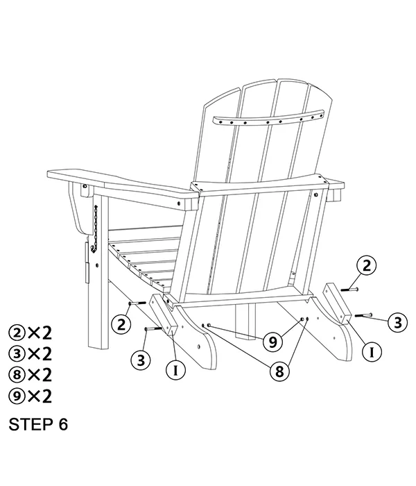 Folding Adirondack Chair with Reclining Backrest assembly step6