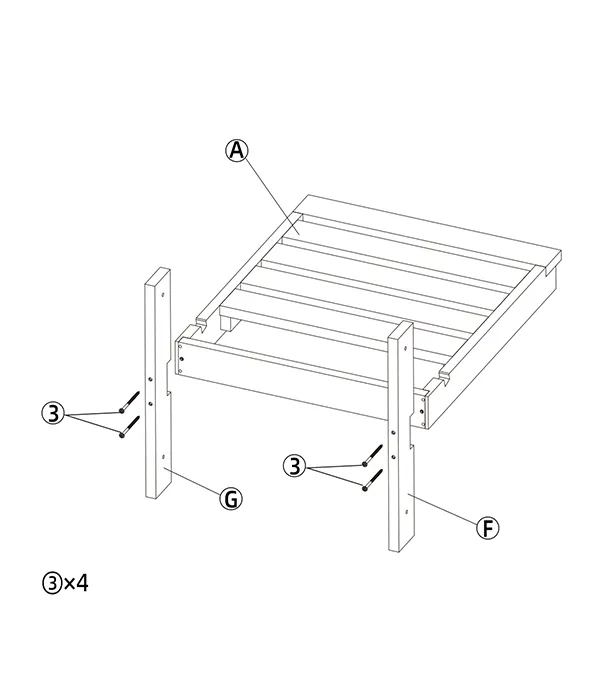 GRANGE 3 Piece Outdoor Sofa Conversation Set assembly step1