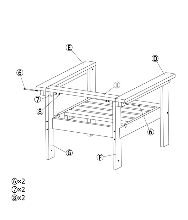 GRANGE 3 Piece Outdoor Sofa Conversation Set assembly step4