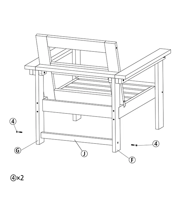 GRANGE 3 Piece Outdoor Sofa Conversation Set assembly step6