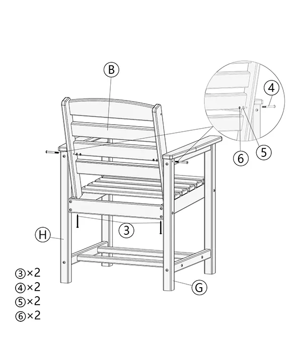 Grange Outdoor Dining chair assembly step5