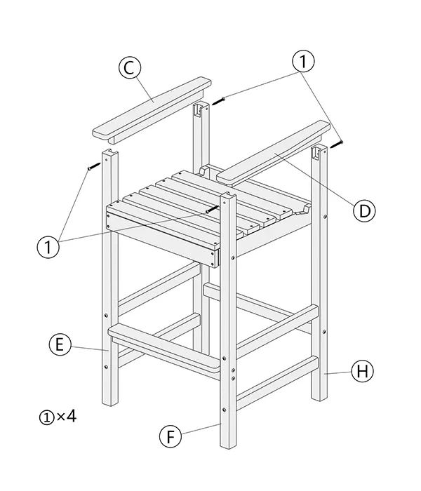 Grange Tete a Tete Bar Arm Chair Set assembly step4