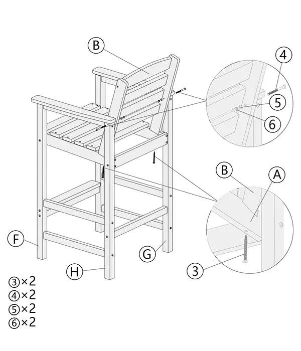 Grange Tete a Tete Bar Arm Chair Set assembly step5