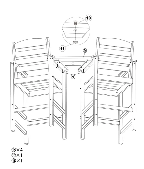Grange Tete a Tete Bar Arm Chair Set assembly step6
