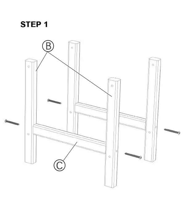 HDPE Outdoor Two Shelf Side Table assembly step1 1