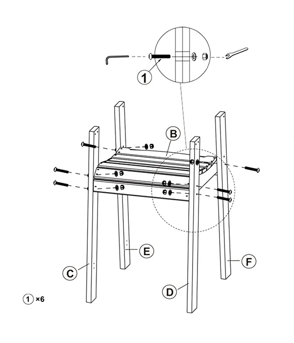Joint Bar Height Chairs with Connecting Table assembly step1