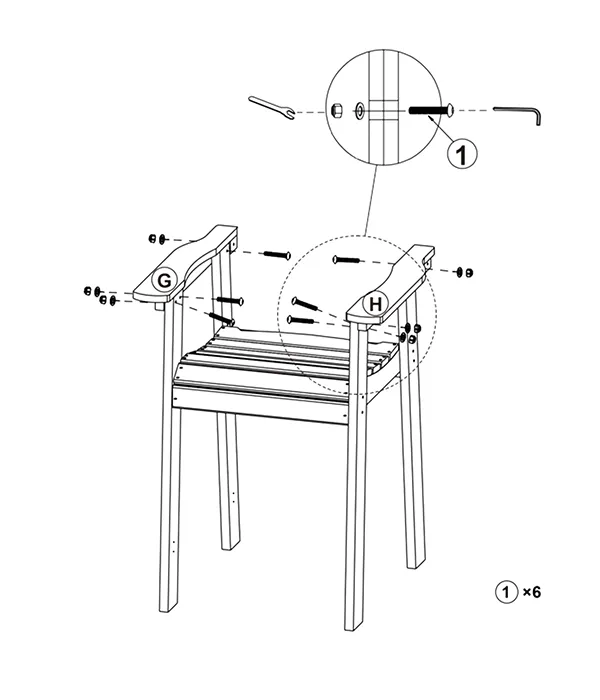 Joint Bar Height Chairs with Connecting Table assembly step2