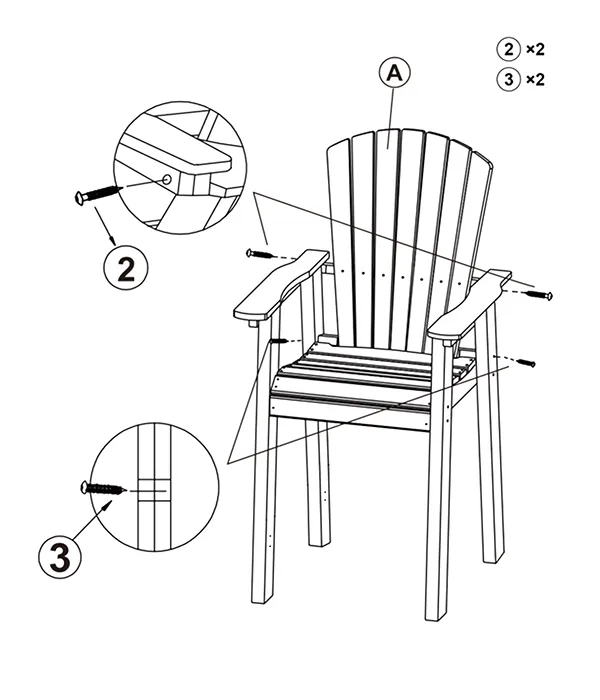 Joint Bar Height Chairs with Connecting Table assembly step3