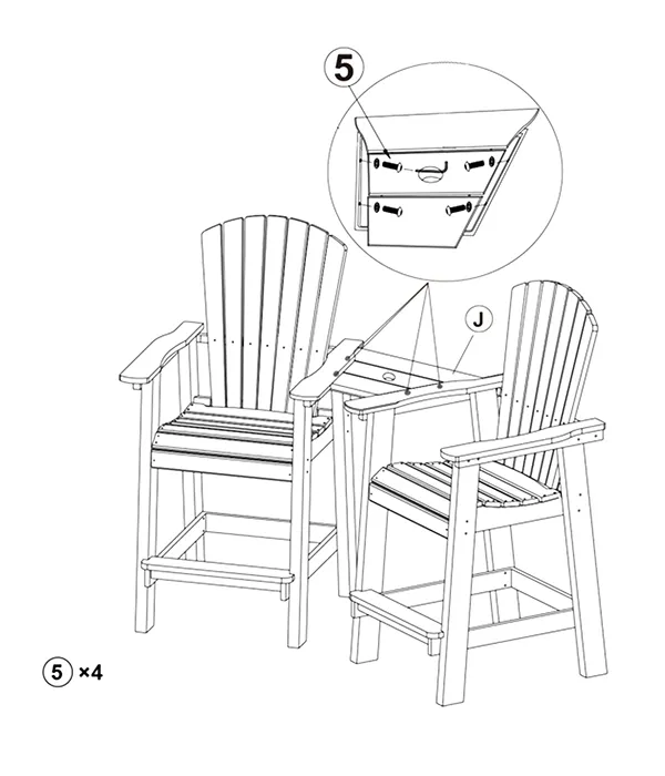 Joint Bar Height Chairs with Connecting Table assembly step5