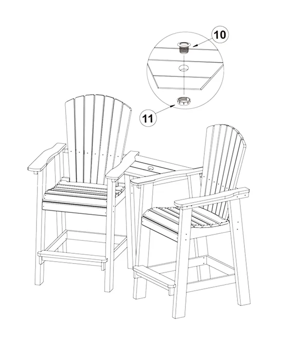 Joint Bar Height Chairs with Connecting Table assembly step6