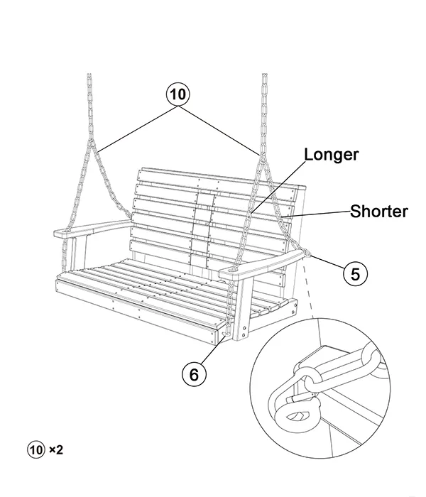 Loveseat Porch Swing assembly step4