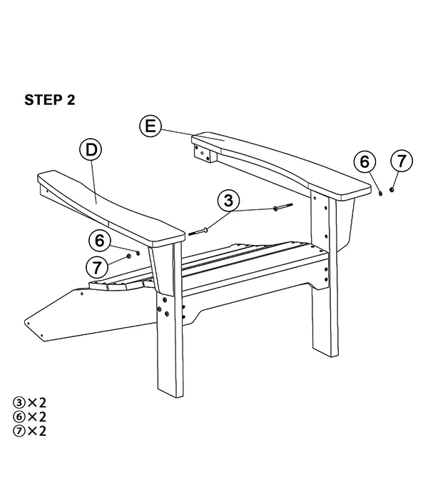 Modern Adirondack Rocking Chair assembly step2