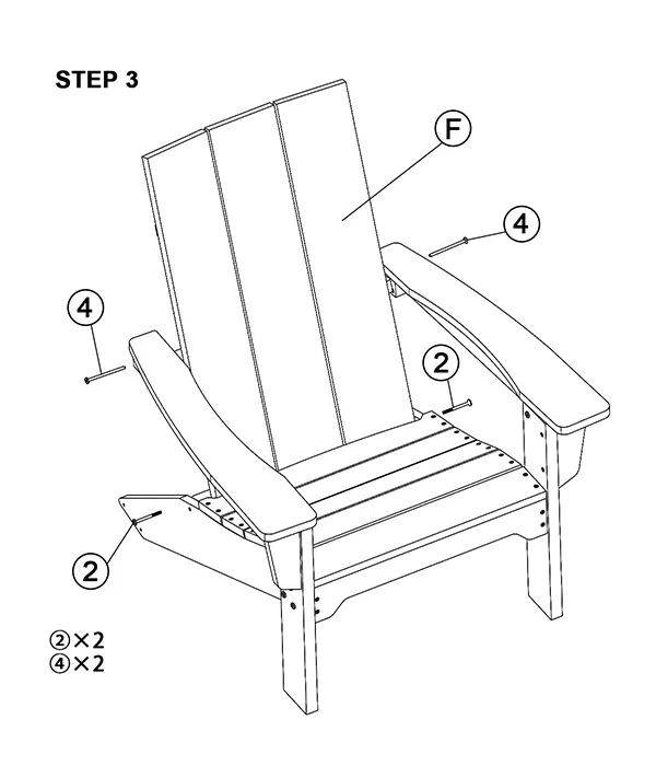 Modern Adirondack Rocking Chair assembly step3