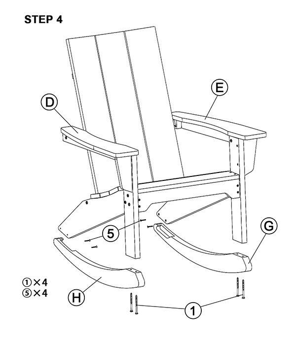 Modern Adirondack Rocking Chair assembly step4