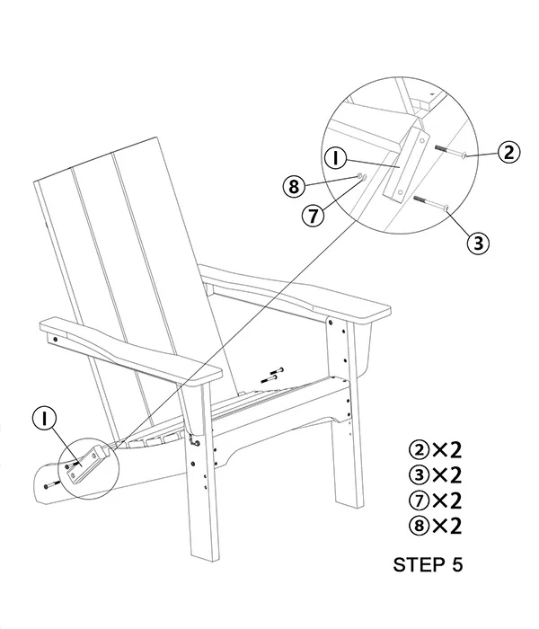 Modern Folding Adirondack Chair assembly step5