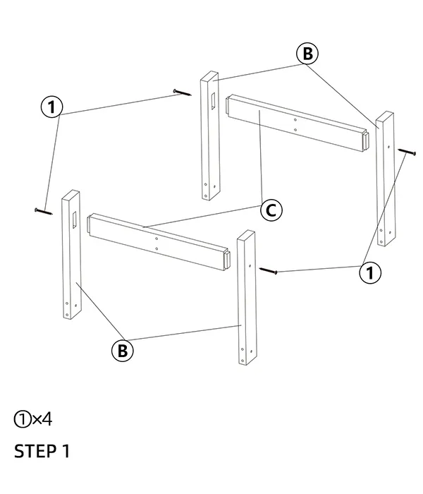 Outdoor Adirondack Coffee Table assembly step1