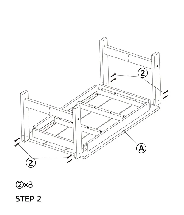 Outdoor Adirondack Coffee Table assembly step2