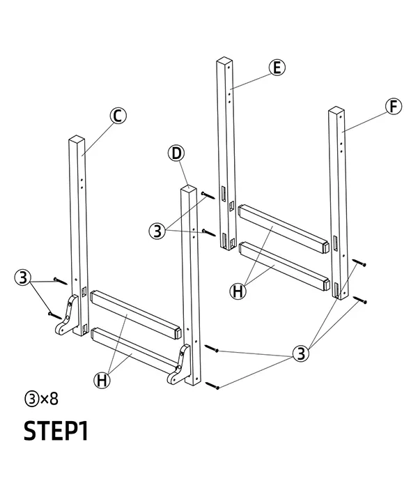 Outdoor Dining Serving Cart with Wheels assembly step1