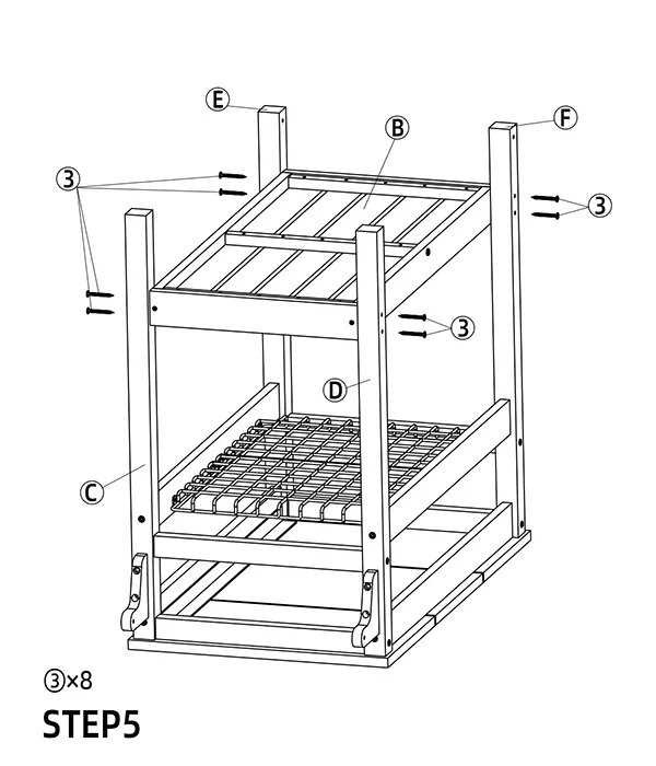 Outdoor Dining Serving Cart with Wheels assembly step5