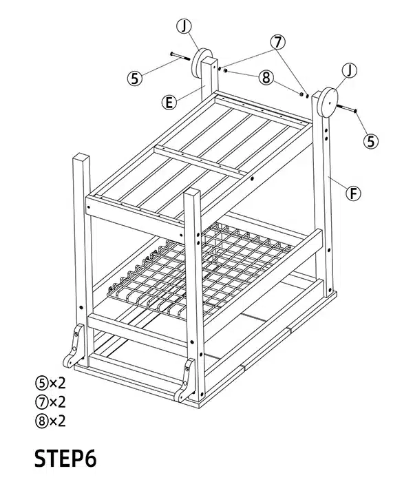 Outdoor Dining Serving Cart with Wheels assembly step6