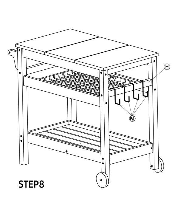 Outdoor Dining Serving Cart with Wheels assembly step8