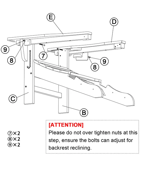 Reclining Folding Adirondack Chair with Ottoman assembly step4