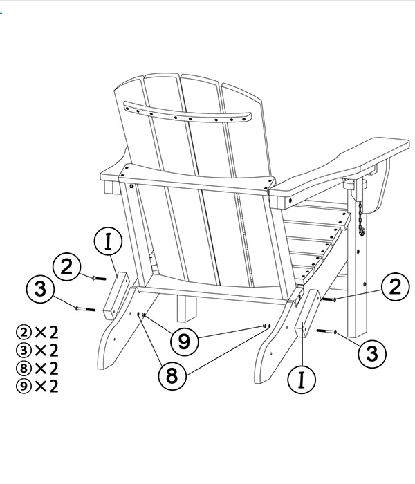 Reclining Folding Adirondack Chair with Ottoman assembly step6
