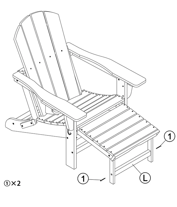 Reclining Folding Adirondack Chair with Ottoman assembly step8