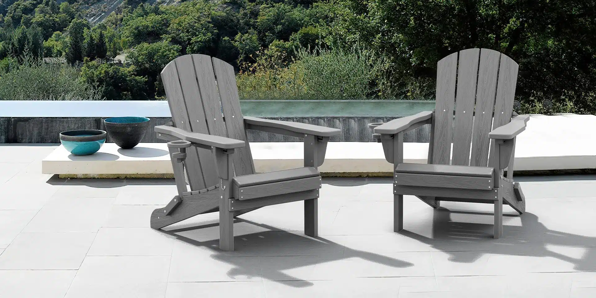 Reclining Folding Grey Adirondack Chairs